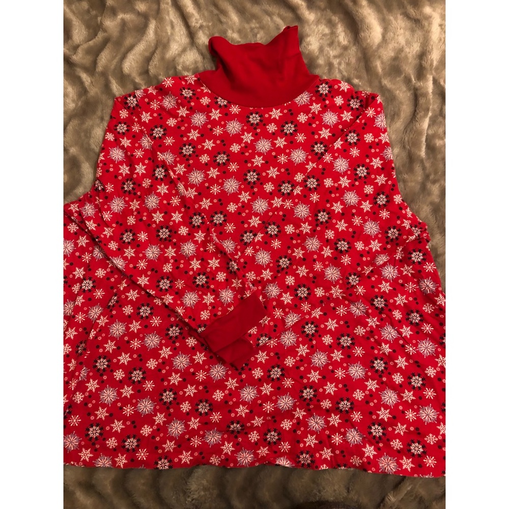 Woman Within Red Snowflake Turtleneck 4X
